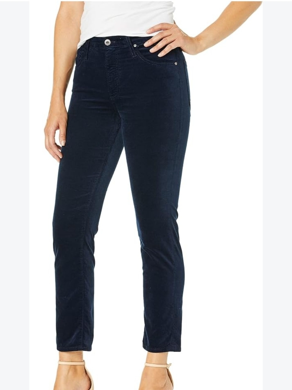 AG Adriano Goldschmied Isabelle Velvet High Rise Crop Straight Pants 26